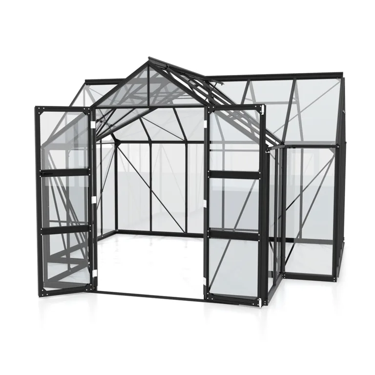Vitavia Gewächshaus Clarus, schwarz, 13 m², 3 mm ESG | Wetterfestes & stabiles Treibhaus | Perfekt für Gemüse & Pflanzen | Robust & langlebig – Bild 2