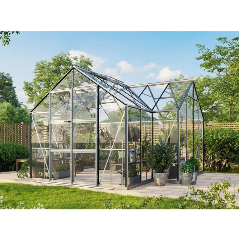 Vitavia Gewächshaus Clarus, schwarz, 13 m², 3 mm ESG | Wetterfestes & stabiles Treibhaus | Perfekt für Gemüse & Pflanzen | Robust & langlebig – Bild 4