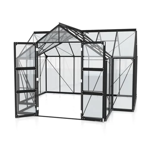 Vitavia Gewächshaus Clarus, schwarz, 13 m², 3 mm ESG | Wetterfestes & stabiles Treibhaus | Perfekt für Gemüse & Pflanzen | Robust & langlebig – Bild 7