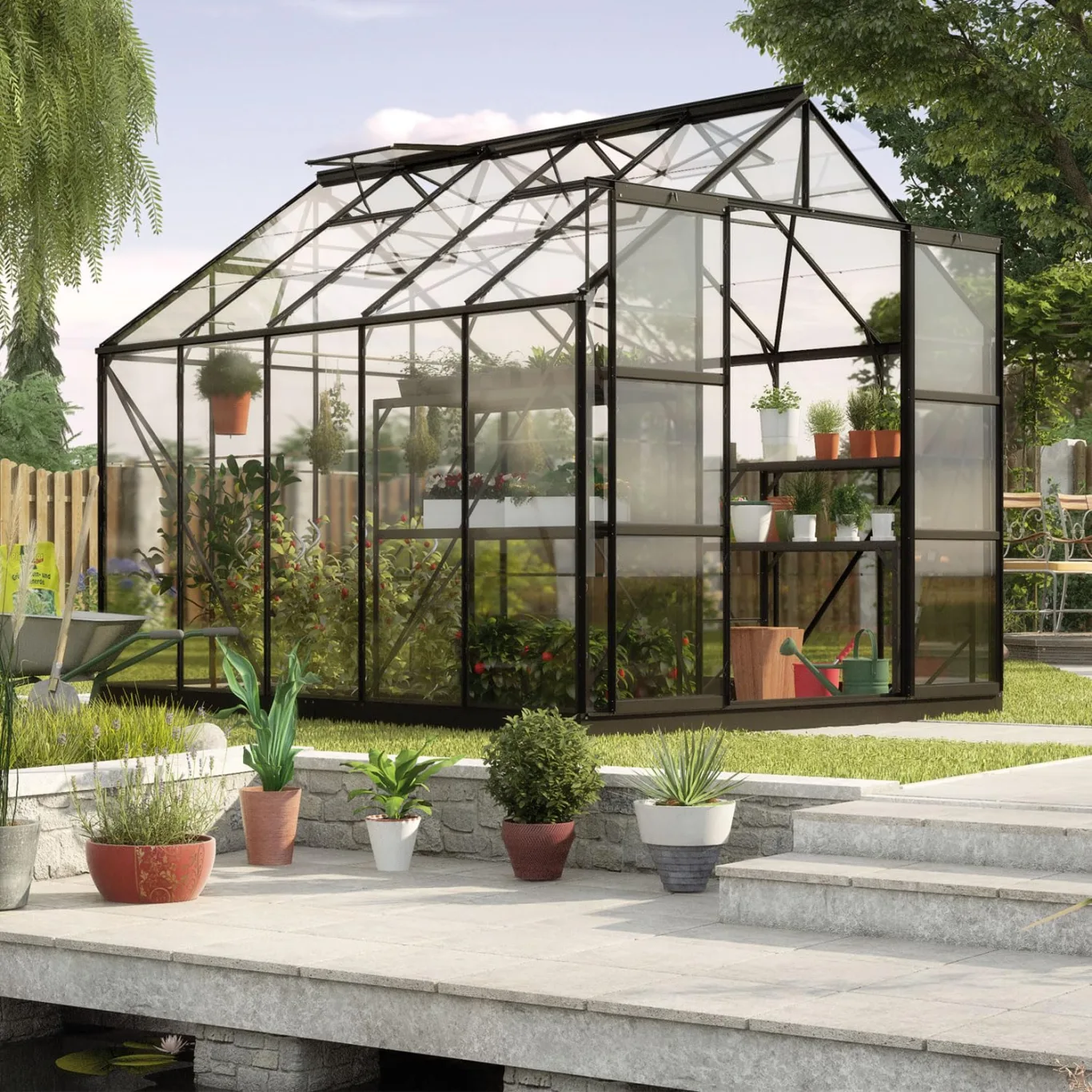 Vitavia Gewächshaus Uranus 8300", schwarz, 8,3 m², 3 mm ESG | Wetterfestes & stabiles Treibhaus | Perfekt für Gemüse & Pflanzen | Robust & langlebig - Bild 1