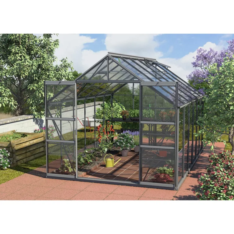 Vitavia Gewächshaus Mars 9900", schwarz, 9,9 m², 3 mm ESG | Wetterfestes & stabiles Treibhaus | Perfekt für Gemüse & Pflanzen | Robust & langlebig – Bild 3
