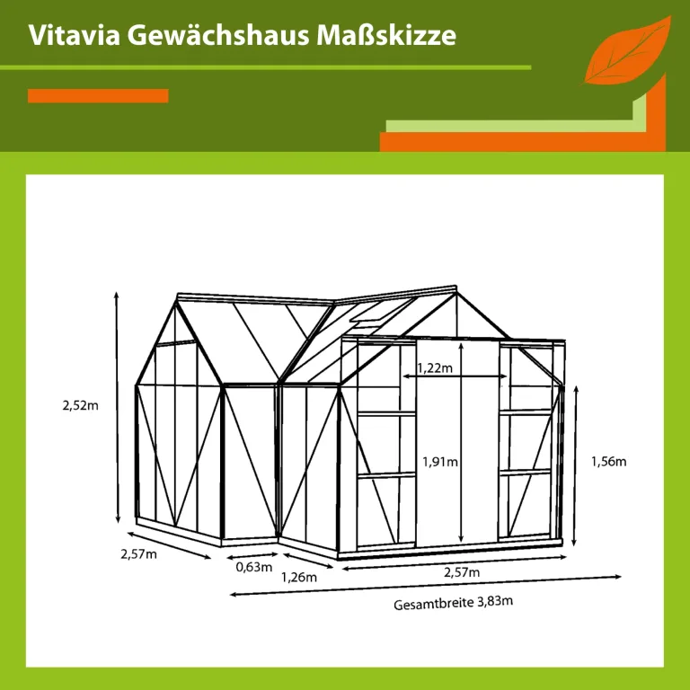 Vitavia Gewächshaus Sirius, Aluminium eloxiert, 3 mm ESG | Wetterfestes & stabiles Treibhaus | Perfekt für Gemüse & Pflanzen | Robust & langlebig – Bild 2