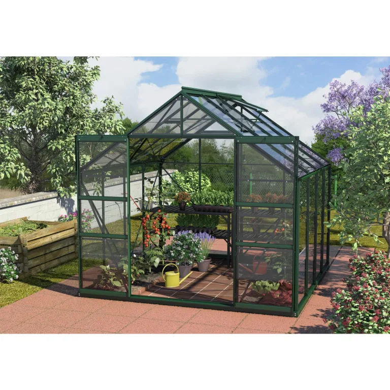 Vitavia Gewächshaus Mars 6700", smaragd grün, 6,7 m², 3 mm ESG | Wetterfestes & stabiles Treibhaus | Perfekt für Gemüse & Pflanzen | Robust & langlebig – Bild 4