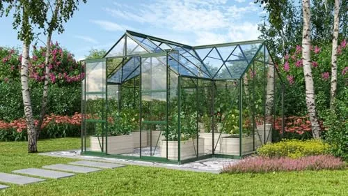 Vitavia Gewächshaus Sirona, smaragd grün, 13 m², 3 mm ESG | Wetterfestes & stabiles Treibhaus | Perfekt für Gemüse & Pflanzen | Robust & langlebig – Bild 8