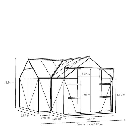 Vitavia Gewächshaus Sirona, smaragd grün, 13 m², 3 mm ESG | Wetterfestes & stabiles Treibhaus | Perfekt für Gemüse & Pflanzen | Robust & langlebig – Bild 9