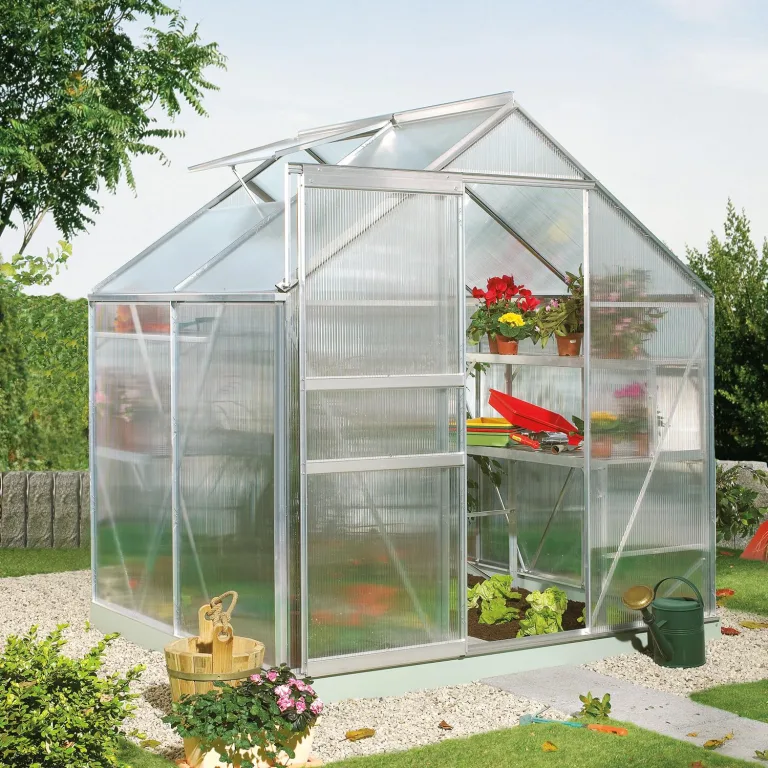 Vitavia Gewächshaus Calypso 4400", schwarz, 4,4 m², 4 mm HKP | Wetterfestes & stabiles Treibhaus | Perfekt für Gemüse & Pflanzen | Robust & langlebig – Bild 8