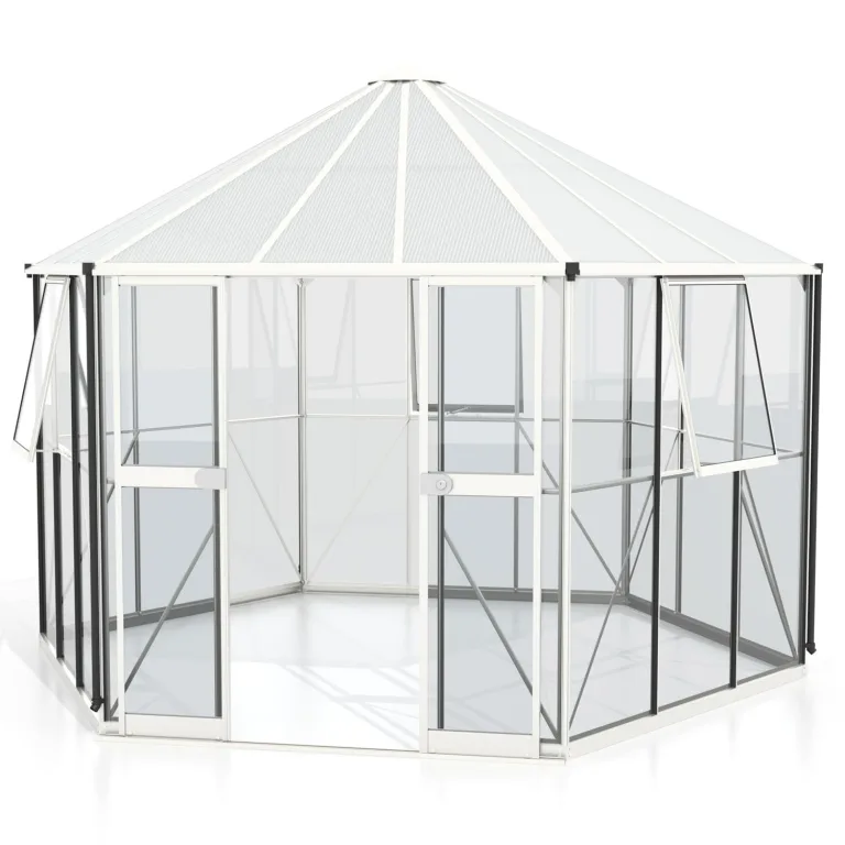Vitavia Gewächshaus Pi 9000", weiß, 3 mm ESG | Wetterfestes & stabiles Treibhaus | Perfekt für Gemüse & Pflanzen | Robust & langlebig – Bild 3