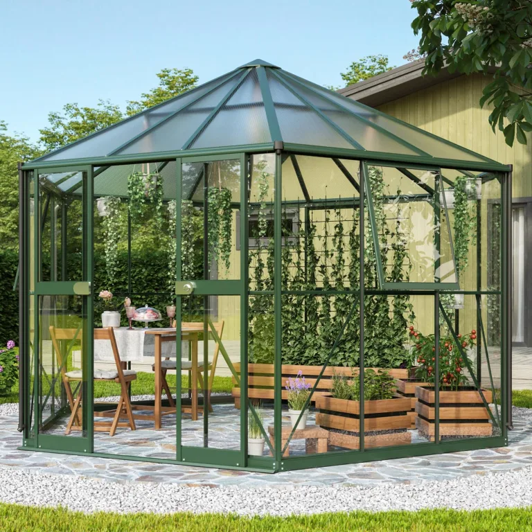 Vitavia Gewächshaus Pi 9000", weiß, 3 mm ESG | Wetterfestes & stabiles Treibhaus | Perfekt für Gemüse & Pflanzen | Robust & langlebig – Bild 6