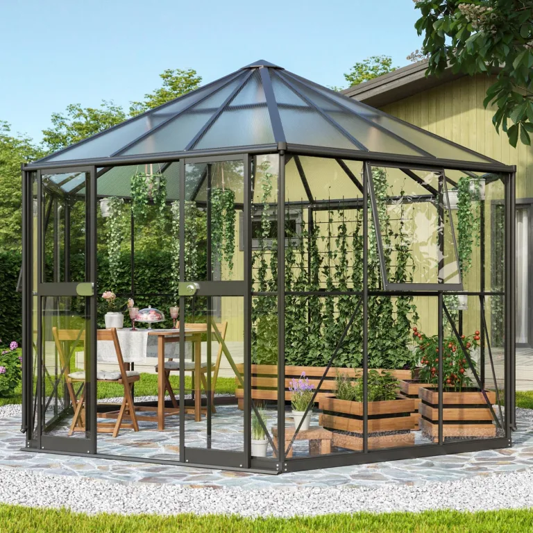 Vitavia Gewächshaus Pi 9000", weiß, 3 mm ESG | Wetterfestes & stabiles Treibhaus | Perfekt für Gemüse & Pflanzen | Robust & langlebig – Bild 8