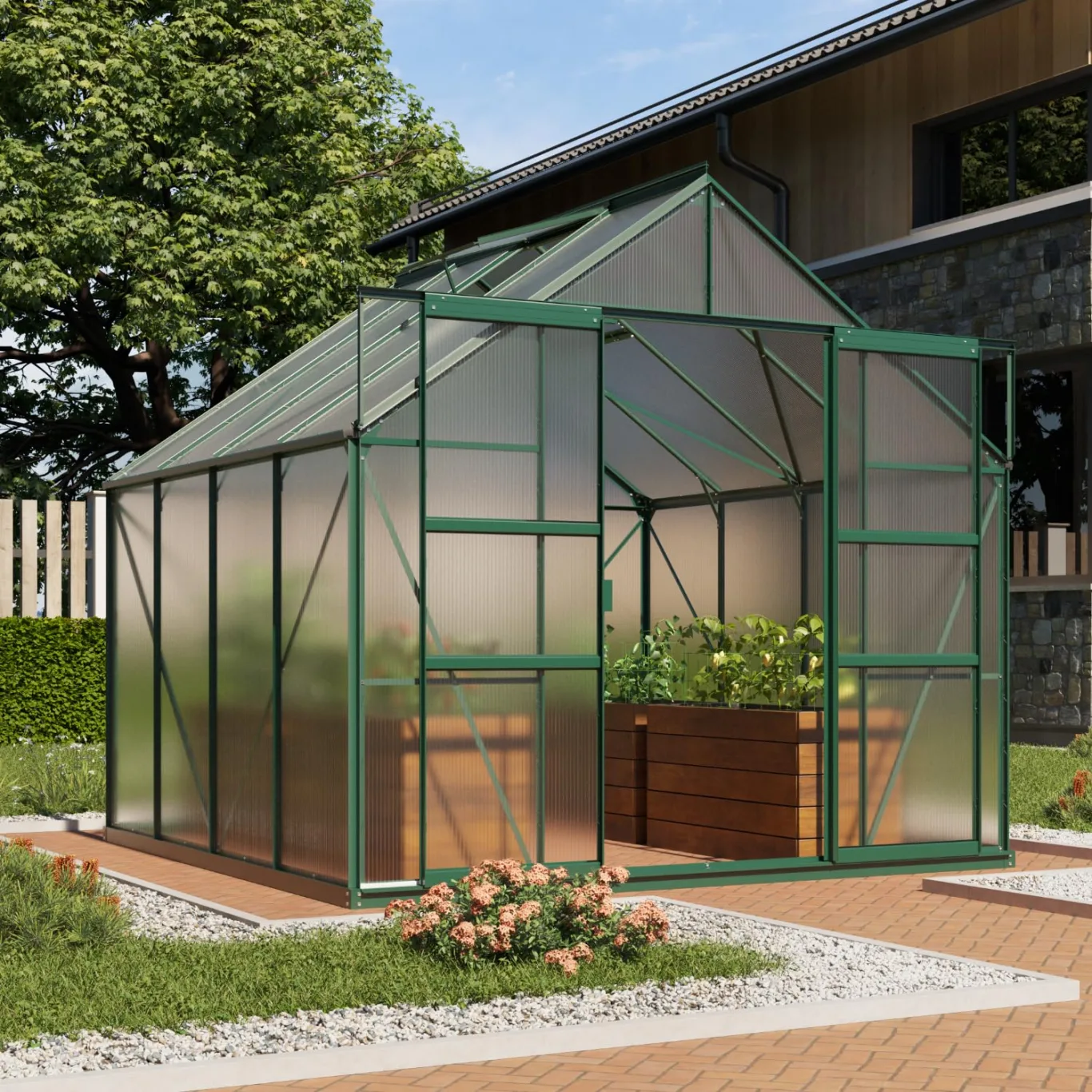 Vitavia Gewächshaus Mars 6700", smaragd grün, 6,7 m², 6 mm HKP | Wetterfestes & stabiles Treibhaus | Perfekt für Gemüse & Pflanzen | Robust & langlebig - Bild 1