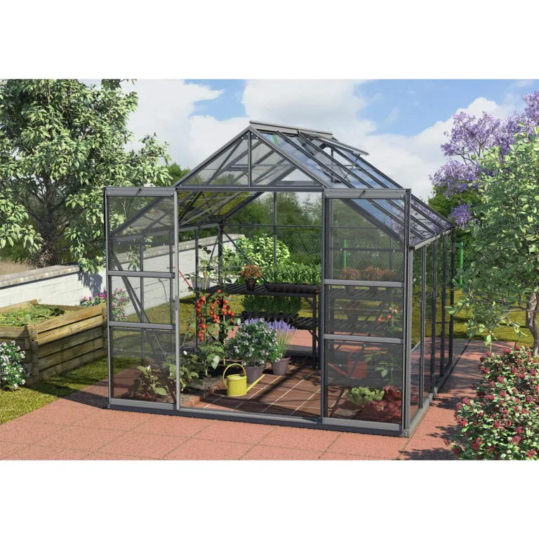 Vitavia Gewächshaus Mars 6700", schwarz, 6,7 m², 3 mm ESG | Wetterfestes & stabiles Treibhaus | Perfekt für Gemüse & Pflanzen | Robust & langlebig – Bild 4