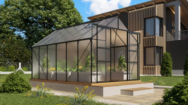 Vitavia Gewächshaus Mars 9900", schwarz, 9,9 m², 6 mm HKP | Wetterfestes & stabiles Treibhaus | Perfekt für Gemüse & Pflanzen | Robust & langlebig – Bild 1