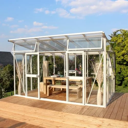 Vitavia Gewächshaus Aphrodite 11500", weiß, 11,5 m², 3 mm ESG, 10 mm HKP | Wetterfestes & stabiles Treibhaus | Perfekt für Gemüse & Pflanzen | Robust & langlebig – Bild 10