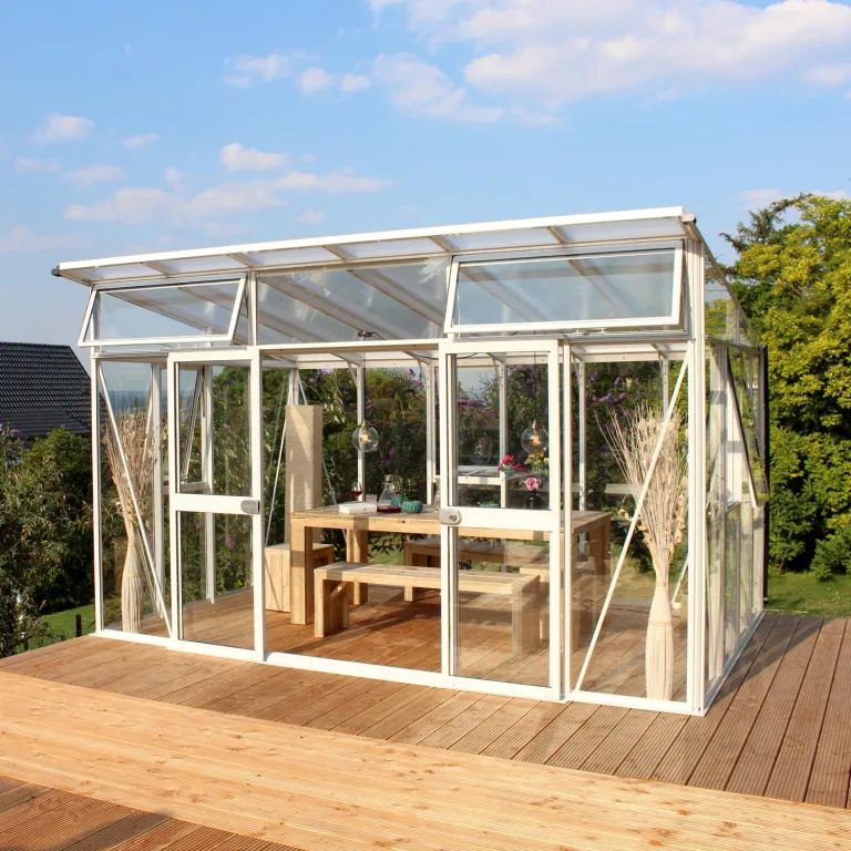 Vitavia Gewächshaus Aphrodite 11500", weiß, 11,5 m², 3 mm ESG, 10 mm HKP | Wetterfestes & stabiles Treibhaus | Perfekt für Gemüse & Pflanzen | Robust & langlebig – Bild 1