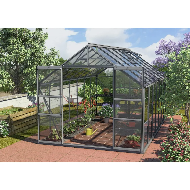 Vitavia Gewächshaus Mars 11500", schwarz, 11,5 m², 3 mm ESG | Wetterfestes & stabiles Treibhaus | Perfekt für Gemüse & Pflanzen | Robust & langlebig – Bild 4