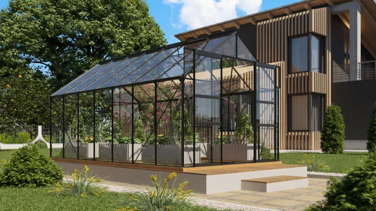 Vitavia Gewächshaus Mars 11500", schwarz, 11,5 m², 3 mm ESG | Wetterfestes & stabiles Treibhaus | Perfekt für Gemüse & Pflanzen | Robust & langlebig – Bild 1