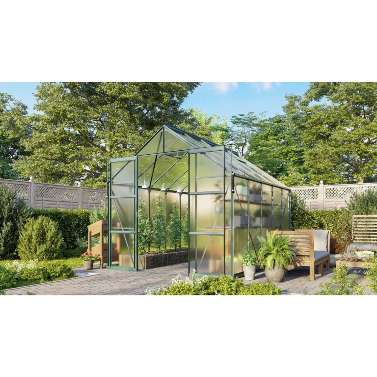 Vitavia Gewächshaus Jamaika inkl. Ready2Grow Zubehör-Set, smaragd grün, 11,5 m², 6 mm HKP | Wetterfestes & stabiles Treibhaus | Perfekt für Gemüse & Pflanzen | Robust & langlebig – Bild 6