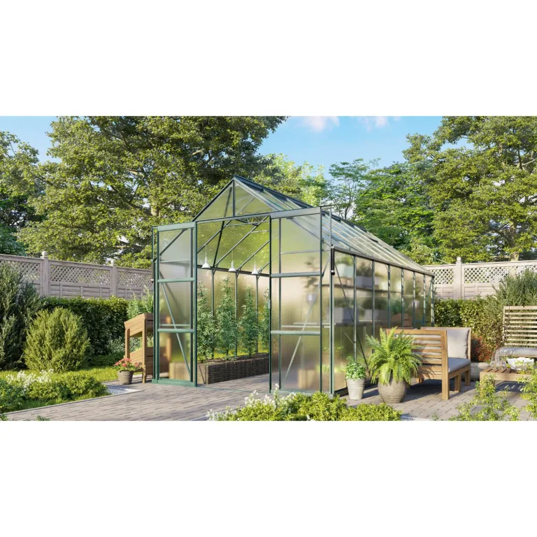 Vitavia Gewächshaus Jamaika inkl. Ready2Grow Zubehör-Set, smaragd grün, 11,5 m², 6 mm HKP | Wetterfestes & stabiles Treibhaus | Perfekt für Gemüse & Pflanzen | Robust & langlebig – Bild 1