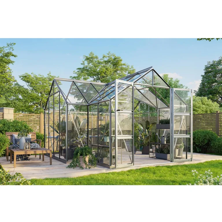 Vitavia Gewächshaus Clarus, Aluminium eloxiert, 13 m², 3 mm ESG | Wetterfestes & stabiles Treibhaus | Perfekt für Gemüse & Pflanzen | Robust & langlebig – Bild 2