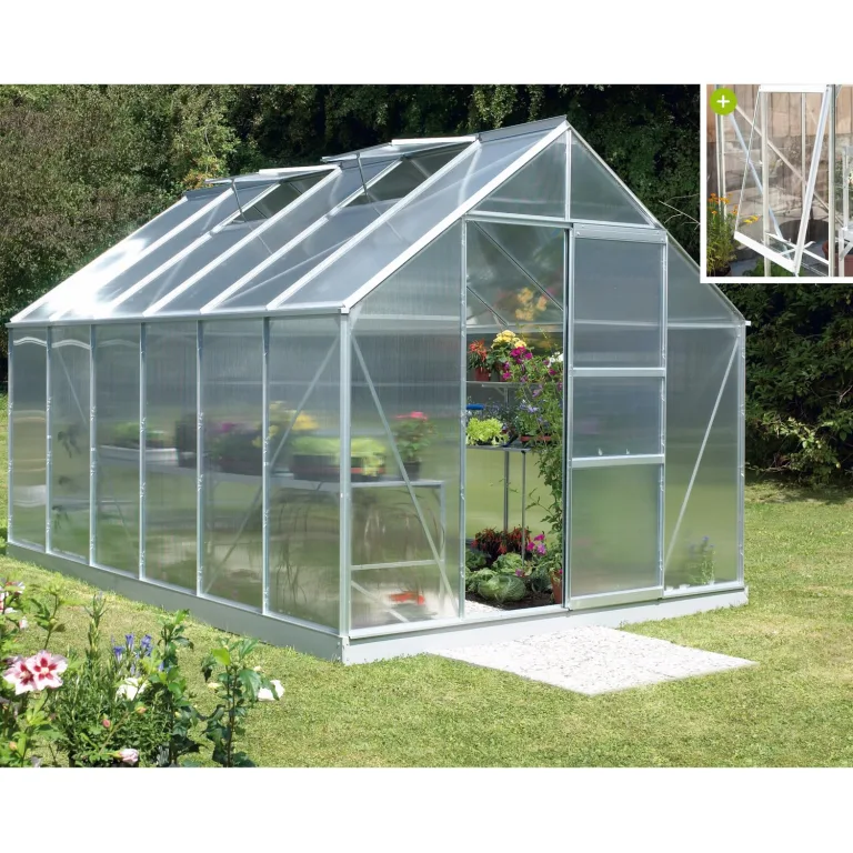 Vitavia Gewächshaus Meridian 1 9900", schwarz, 9,9 m², 4 mm HKP | Wetterfestes & stabiles Treibhaus | Perfekt für Gemüse & Pflanzen | Robust & langlebig – Bild 10