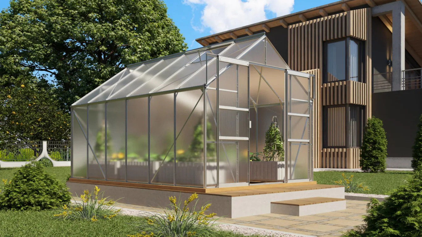Vitavia Gewächshaus Mars 9900", Aluminium eloxiert, 9,9 m², 6 mm HKP | Wetterfestes & stabiles Treibhaus | Perfekt für Gemüse & Pflanzen | Robust & langlebig - Bild 1