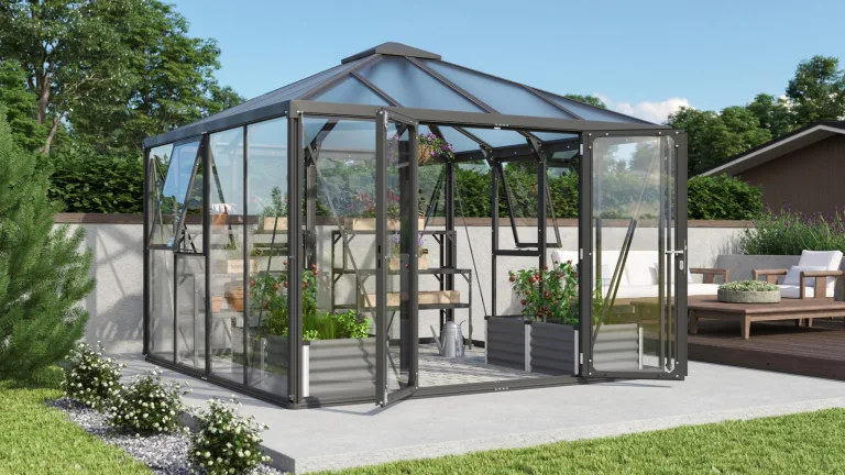 Vitavia Gewächshaus-Pavillon Fortuna, Aluminium eloxiert, 3 mm ESG, 10 mm HKP | Wetterfestes & stabiles Treibhaus | Perfekt für Gemüse & Pflanzen | Robust & langlebig – Bild 4