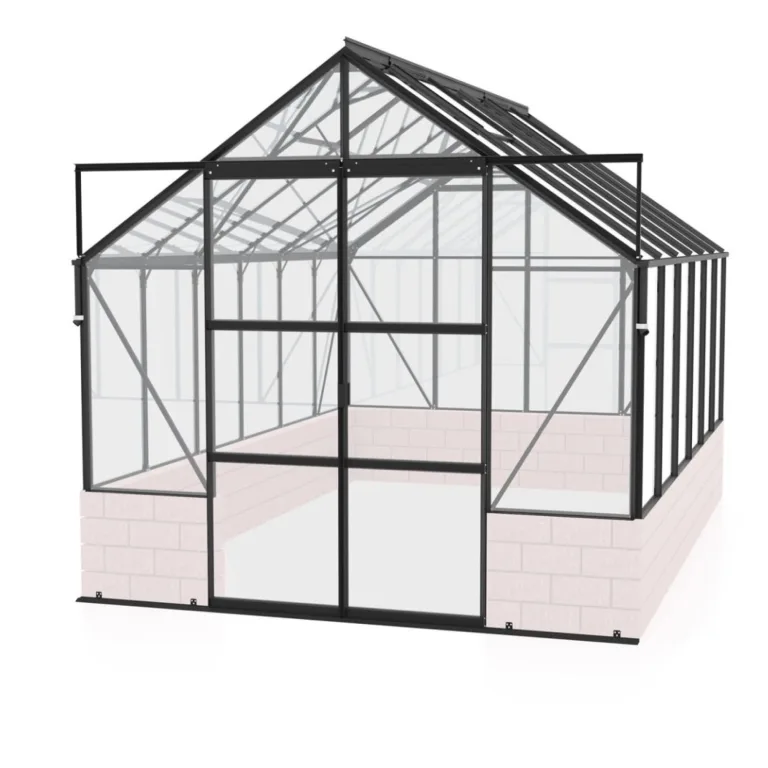 Vitavia Gewächshaus Cassandra 11500", schwarz, 11,5 m², ohne Sockelmauer, 3 mm ESG | Wetterfestes & stabiles Treibhaus | Perfekt für Gemüse & Pflanzen | Robust & langlebig – Bild 7