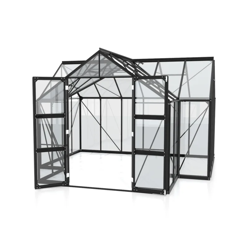 Vitavia Gewächshaus Campus, schwarz, 13m², 3 mm ESG | Wetterfestes & stabiles Treibhaus | Perfekt für Gemüse & Pflanzen | Robust & langlebig – Bild 2