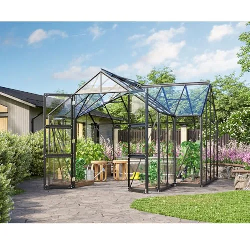 Vitavia Gewächshaus Campus, schwarz, 13m², 3 mm ESG | Wetterfestes & stabiles Treibhaus | Perfekt für Gemüse & Pflanzen | Robust & langlebig – Bild 6