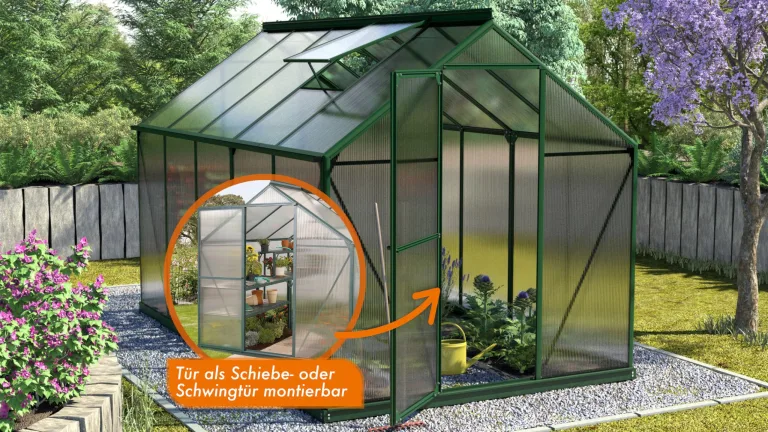 Vitavia Gewächshaus Triton 7500" inkl. Stahlfundament, smaragd grün, 7,5 m², 4 mm HKP | Wetterfestes & stabiles Treibhaus | Perfekt für Gemüse & Pflanzen | Robust & langlebig – Bild 5