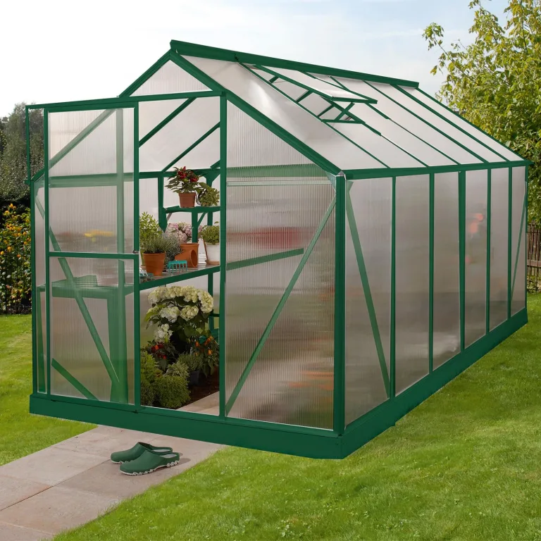 Vitavia Gewächshaus Triton 7500" inkl. Stahlfundament, smaragd grün, 7,5 m², 4 mm HKP | Wetterfestes & stabiles Treibhaus | Perfekt für Gemüse & Pflanzen | Robust & langlebig – Bild 1