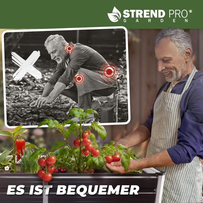 STREND PRO Hochbeet Metall 160x80x77 cm (LxBxH) ANTHRAZIT | Pflanzkasten | Blumenkasten | Garten Pflanzkasten Hoch | Gemüsebeet | Gartenbeet | Hochbeet Balkon Pflanzbeet – Bild 6