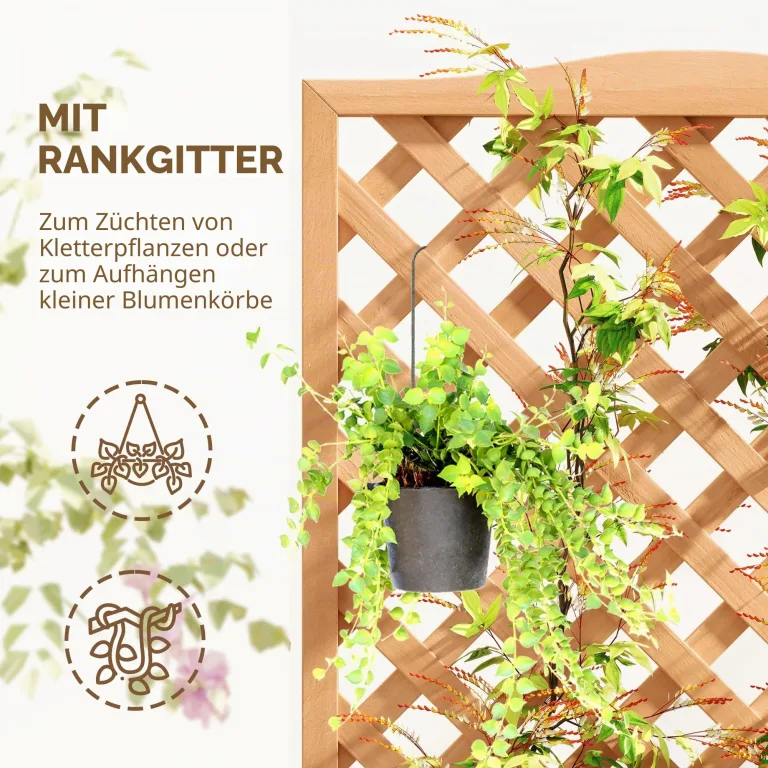 Outsunny Outdoor-Hochbeet mit Grill, Outdoor-Pflanzgefäß mit Fichtenholzspalier für Kletterpflanzen, für Blumen und Gemüse, für Garten und Balkon, 76x36x170 cm, braun – Bild 4