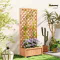 Outsunny Outdoor-Hochbeet mit Grill, Outdoor-Pflanzgefäß mit Fichtenholzspalier für Kletterpflanzen, für Blumen und Gemüse, für Garten und Balkon, 76x36x170 cm, braun - Thumbnail 2