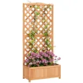 Outsunny Outdoor-Hochbeet mit Grill, Outdoor-Pflanzgefäß mit Fichtenholzspalier für Kletterpflanzen, für Blumen und Gemüse, für Garten und Balkon, 76x36x170 cm, braun - Thumbnail 10