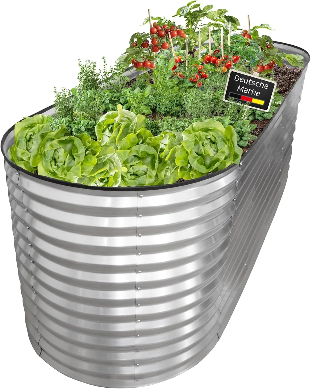 NATIV Hochbeet Metall 240x80x78 cm oval, galvanisiert, wetterfestes Garten Hochbeet mit Bodengitter gegen Wühlmäuse und Kantenschutz, stabiles Pflanzbeet für Gemüse, Kräuter und Blumen im Außenbereich - Bild 1