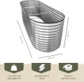 NATIV Hochbeet Metall 240x80x78 cm oval, galvanisiert, wetterfestes Garten Hochbeet mit Bodengitter gegen Wühlmäuse und Kantenschutz, stabiles Pflanzbeet für Gemüse, Kräuter und Blumen im Außenbereich - Thumbnail 6