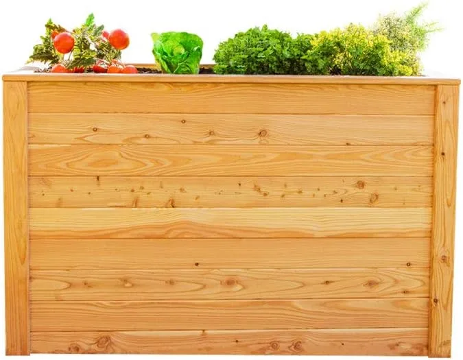 WESTMANN Hochbeet mit Frühbeetaufsatz Klassik Plus 130 | Lärchenholz FSC-Zertifiziert | Aluminiumrahmen | Natur/Silber | 130x65x84cm – Bild 3