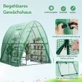 GOPLUS Gewächshaus, Tomatengewächshaus mit PE-Abdeckung & Metallrahmen, begehbares Foliengewächshaus mit Aufrollfenster & Aufrolltor, Treibhaus für Blumen, Pflanzen, 181 x 181 x 200 cm (Grün) - Thumbnail 2
