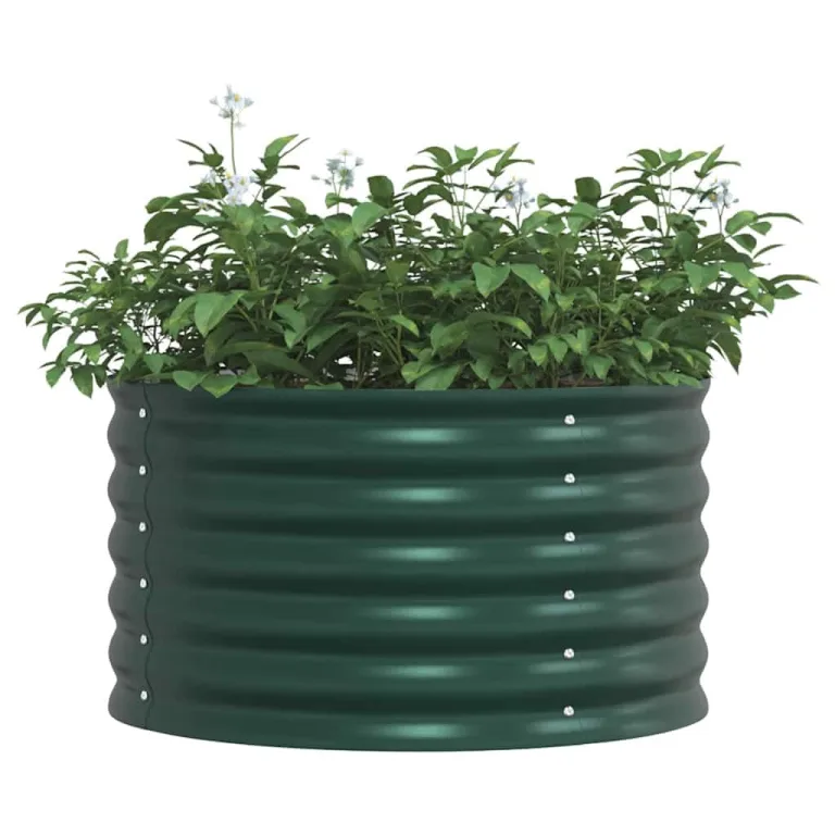 vidaXL Hochbeet Grün 80 x 80 x 44 cm Stahl, Garten- und Terrassenpflanzentopf aus Stahl, langlebig, modern, für Blumen und Pflanzen, minimalistisches Design – Bild 1