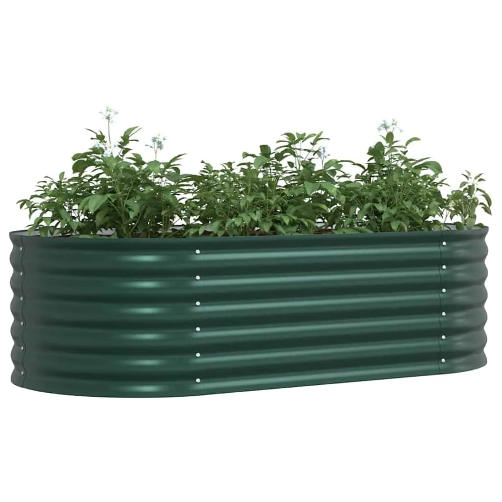 vidaXL Hochbeet Grün 160 x 80 x 44 cm Stahl, Garten- und Terrassenpflanzentopf aus Stahl, langlebig, modern, für Blumen und Pflanzen, minimalistisches Design - Bild 1