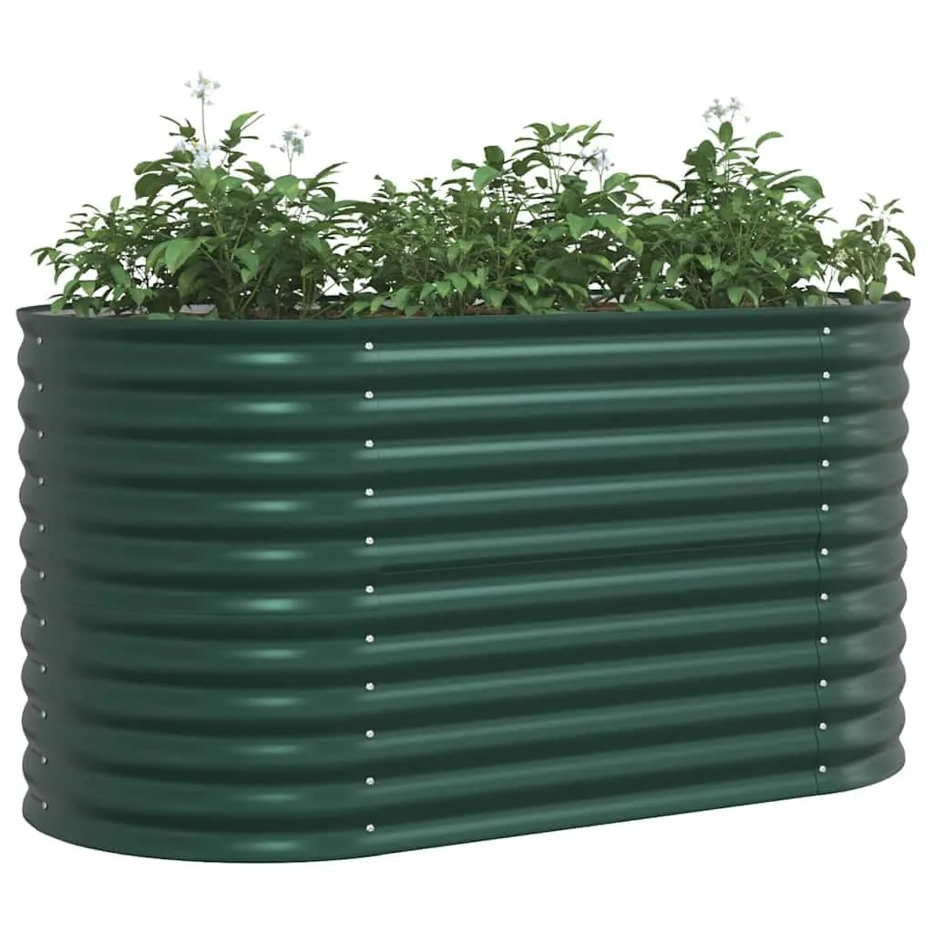 vidaXL Hochbeet Grün 160 x 80 x 81 cm Stahl, Garten- und Terrassenpflanzentopf aus Stahl, langlebig, modern, für Blumen und Pflanzen, minimalistisches Design - Bild 1