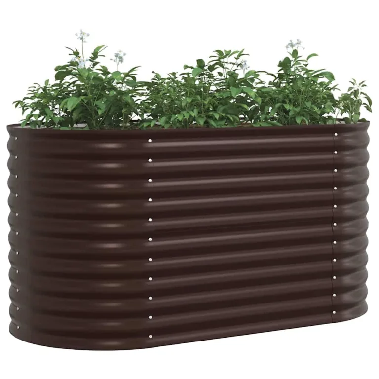 vidaXL Hochbeet Braun 160 x 80 x 81 cm Stahl, Garten- und Terrassenpflanzentopf aus Stahl, langlebig, modern, für Blumen und Pflanzen, minimalistisches Design – Bild 1