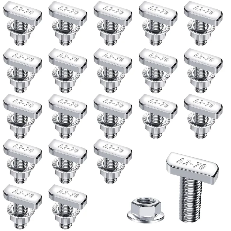 20 Stück Hammerkopfschrauben M10x25mm, Edelstahl T Schrauben und Flanschmuttern M10 für PV Solar Montageschienen Photovoltaik Gewächshaus Schrauben (10mm) – Bild 1