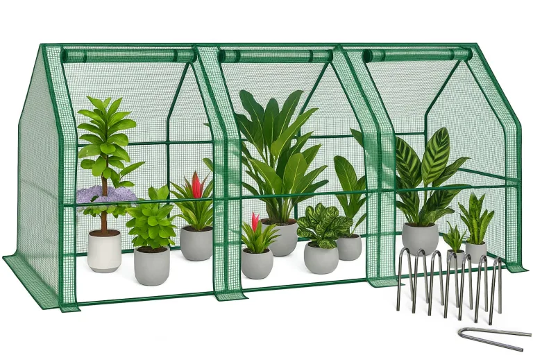VOUNOT Gewächshaus Mini 180x90x90 cm mit 2 Rolltür, Klein Foliengewächshaus für Balkon, Garten, Tomatengewächshaus Stabil Winterfest Wetterfest, Verstärkte PE-Folie 135g/m², Grün – Bild 8