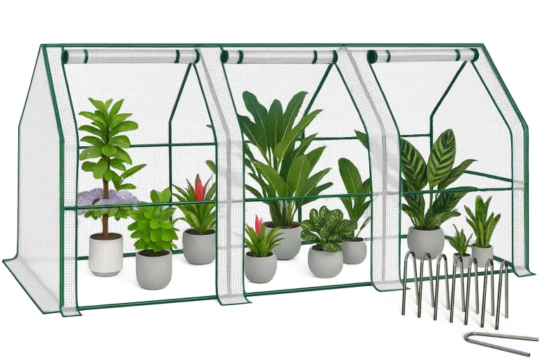 VOUNOT Gewächshaus Mini 180x90x90 cm mit 2 Rolltür, Klein Foliengewächshaus für Balkon, Garten, Tomatengewächshaus Stabil Winterfest Wetterfest, Verstärkte PE-Folie 135g/m², Grün – Bild 10
