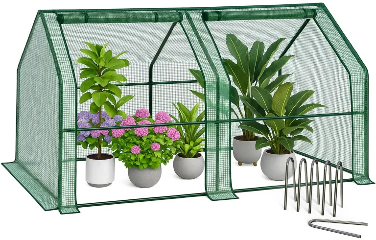 VOUNOT Gewächshaus Mini 180x90x90 cm mit 2 Rolltür, Klein Foliengewächshaus für Balkon, Garten, Tomatengewächshaus Stabil Winterfest Wetterfest, Verstärkte PE-Folie 135g/m², Weiß – Bild 9