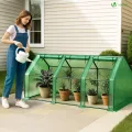 VOUNOT Gewächshaus Mini 270x90x90 cm mit 3 Rolltür, Klein Foliengewächshaus für Balkon, Garten, Tomatengewächshaus Stabil Winterfest Wetterfest, Verstärkte PE-Folie 135g/m², Grün - Thumbnail 4