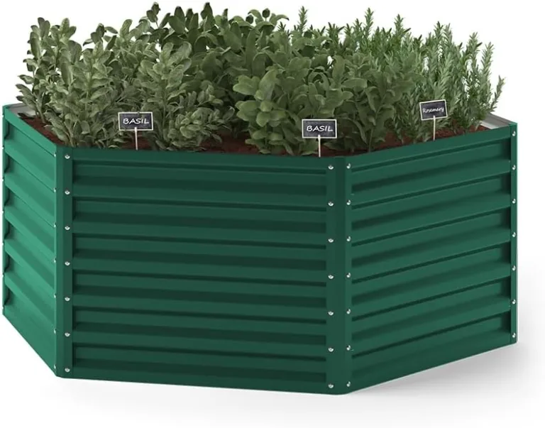 ok-Living Hochbeet Kräuterbeet Gemüsebeet sechseckig 129x129x60cm (LxBxH) grün Pflanzkasten Frühbeet Aufzucht Beet Garten – Bild 1