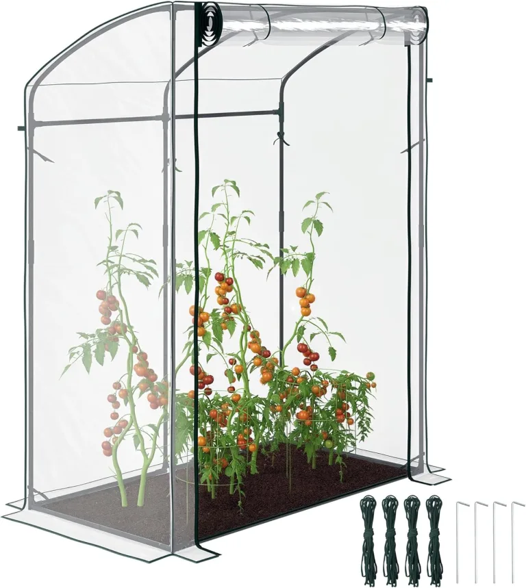 Outsunny Gewächshaus mit Tür Gebogendach Winterfest Foliengewächshaus aus Stahl, Treibhaus für Balkon, Garten, Tomatenhaus 128 x 70 x 170 cm, Tomatengewächshaus für Tomaten, Blumen, Transparent – Bild 1
